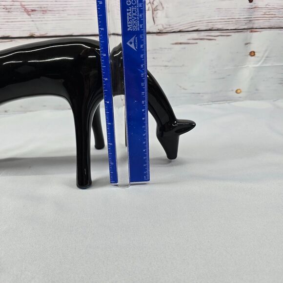 Mid Century Mod MCM Style Animal Sculpture Figurine Black Ceramic Deer Giraffe - Picture 10 of 10